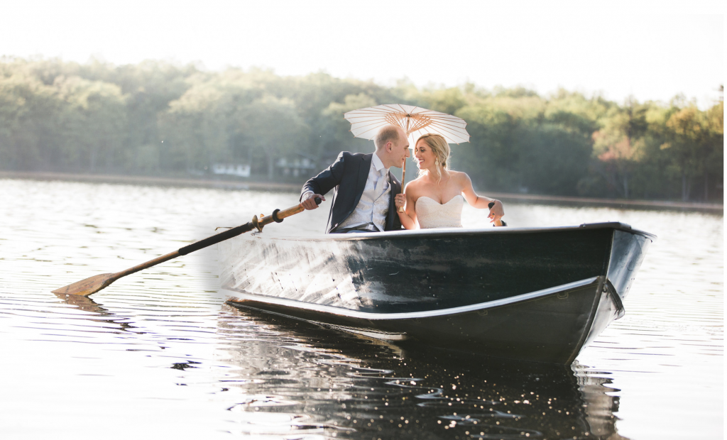 Wedding Couple on a boat at Woodloch